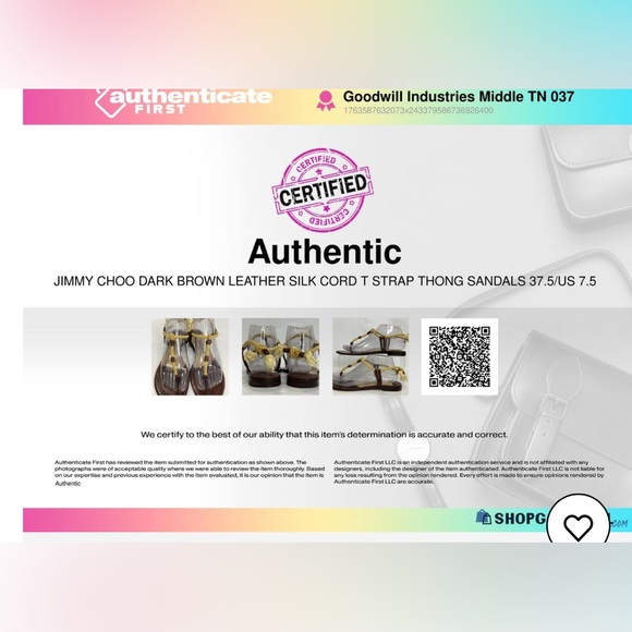 Jimmy Choo, size 7 (EU 37.5) Dark Brown Leather Silk Thong Sandals - Picture 10 of 11